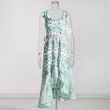Plataz Holiday Dress 2025 New Square Collar Sleeveless Lace Design Mid-Rise Irregular Dress Woman
