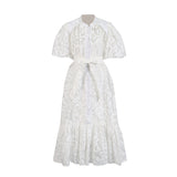 Plataz Vintage Elegant Dress 2025 Summer New Single-Rebutted Embroidered Printed Dress With Short Sleeve Dress Woman