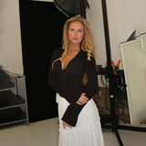 Plataz Autumn 2025 New Fashion Chiffon Shirt Small Fragrant Temperament Laded Horn Sleeve Top Woman DJPT