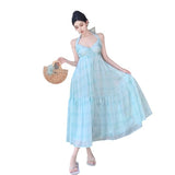 Plataz Travel To Take Pictures Of Beach Dress Temperament Bare Back Hanging Neck Hanging Dress Summer Seaside Holiday Fairy Dress