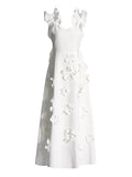Plataz Style Dress 2025 Summer New French Three-Dimensional Flower Decoration Slings Swing Dress Women's Dress