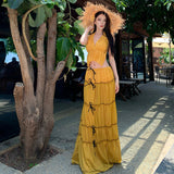 Plataz Holiday Style V-Neck Hanging Neck Top Skirt Half Dress Two Sets Of Women's Summer Beach Beach Skirt