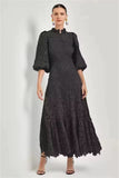 Plataz Spring And Summer Goddess Elegant Temperament Pure Color Hollow Lace Dress
