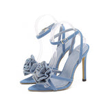 Plataz Word With Water Drill Rose Flower French Temperament Sexy High Heels Sandals Women Women Sandals High Quality Shoes