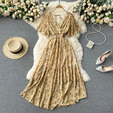 Plataz Vacation Dress Summer 2025 New Sexy V To Receive Long-Lost Lanky Chopped Beach Skirt DJPT