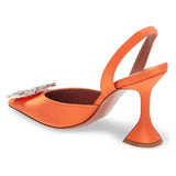 Plataz Orange Sardine Slingbacks High-Heeled Banquet Fashion Singles Tip-Tip And Water Drill Buckle High Quality Shoes