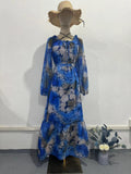 Plataz Summer Women's Fashion Fashion Printed Long Dress Elegant Dress With Long Sleeves