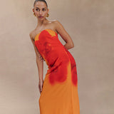 Plataz Women's Floral Print Braved Sleeveless Loose Dress Ultra-Long Dress DJPT