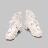 Plataz Bow Lotus Leaf Side With Short Boots Princess Boots Lolita Women Boots Coarse And Boots 28-43 Boots High Quality Shoes