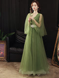 Plataz Dress Women 2025 New Long Green Large-Size Annual Conference Host Banquet Performance Fluffy Temperament Dress
