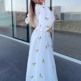 Plataz New Summer Women's Clothing Prints Thin Waist Fashion Fairy Style Dress