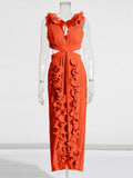 Plataz High-Sensing Dress Woman 2025 New Deep V-Neck Hollow Open Fork Dress Dress Dress