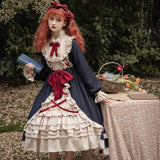 Plataz Design 20 New Cream OP Long-Sleeved Skirt Fresh Cute Lolita Sweet Soft Sister Dress 6123