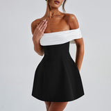 Plataz Autumn 2025 New Sexy Dress Temperament One-Word Shoulder-To-Shoulder Dress Woman DJPT