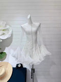 Plataz A-Word Puffed Dress Vietnamese Niche Autumn Collared Horn Sleeves Single-Clip-Enveheded Butbum Skirt Skirt