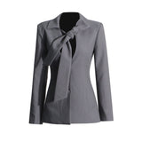Plataz English Style Suit 2025 New V Tie With Single Buckle Senior Gray Coat Top Lady