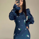 Plataz Comfortable And Stylish Printed Horn Sleeves With Long-Sleeved Dress