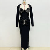 Plataz High-End Light Luxury Famous Wind Hot Diamond Banded With Dress Temperament Elegant Dress Dress Dress