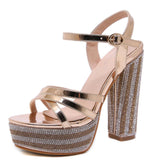 Plataz The Sky High Night Club Women's Shoes Spring New Ultra-High Heel Waterproof Champagne-Colored Lady Coarse Heel Sandals High Quality Shoes