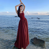 Plataz Tourism Wearing Bohemian Long Dress Dress To Take Pictures Of Sling Skirt Desert Red Skirt Women Summer
