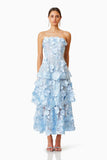 Plataz New Flower Three-Dimensional Decoration Solid Color Tarnish Sleeveless Long Dress Woman