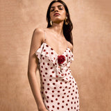 Plataz Women Decorate V-Necked Roses With Lace Dress DJPT