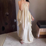 Plataz Leaf Loose Hanging Neck Hanging Dress Women Summer Lazy Holiday Style Dress Lot