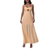 Plataz New Women's Fashion Casual Stew Hollow Bare Back Solid Color Sling Skirt