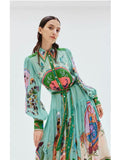 Plataz Spring And Summer Australian Niche Brand Ale Personality Print Daily Vacation Shirt Collar Single Buckle Flowing Dress