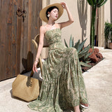 Plataz A Sense Of Seaside Vacation Wearing A Picture Of Bohemian Print Chiffon Sling Dress With A Thin Dress