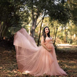 Plataz Women's Silk Cotton With Chiffon Pregnant Women Floating Tail Fluttering Sleeves Of The Dress Photo Dress 1209 Maternity
