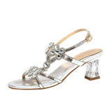 Plataz Drill Sandals Women Wear The New Leather-Embossed Flowers In The Summer Of 2024, And The Crystal High Heels Of Roman Shoes High Quality Shoes