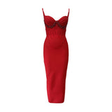 Plataz Sexy V-Neck Nail Beaded Diamond Sling Banding Dress Dress For The Party Party