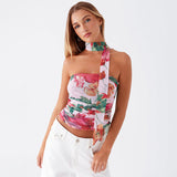 Plataz Women's Summer New Color-Collision Printing Sleeveless Body Repair Waistcoat DJPT