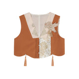 Plataz Goldfish Fireworks Chinese Wind Improvement Han Elements Women's Blouse Vest Skirt 8888
