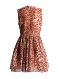 Plataz High-End Leopard Print Skirt 2025 Summer New Round Collar Diamond Waist Dress Dress Woman
