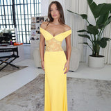 Plataz Women's Solid Color Bare Shoulder Lace Splicing A Word Dress DJPT