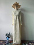 Plataz Temperament Famous Heben Wind Pearl Collar High-End Feeling Repair Wool Dress