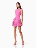 Plataz Sweet Pink Petal Spliced Sling Sling Waist Top Design Is Beautiful To Receive Short Waist Dress