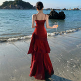 Plataz Summer New Lotus Leaf Side Hanging Dress Birthday Party Dress Dress Holiday Beach Dress