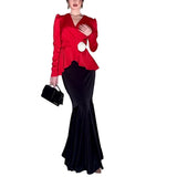 Plataz Women's Dress French Style Dress V-Neck Sexy Temperament With High-Rise Half-Body Skirt