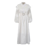 Plataz Temperament Fashion Elegant Style Dress 20254 New Collar Heavy Industry Embroidery Lotus Edge Lace Long