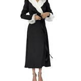 Plataz Cross Lotus Collar Temperament Black And White Bumpy Leaf Sleeve Umbrella Dress Dress Dress Dress