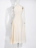 Plataz Feel Dress Woman 2025 New Vietnamese Style Design Feeling Waist Thin Sleeveless Splicing Long Dress