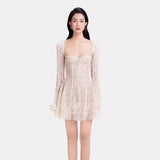 Plataz 2025 Fang Tangsu Strap Horn Sleeve A-Sided Lace Embroidery Skirt
