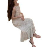 Plataz Seaside Holiday Fairy Dress Thin French Orange Slings Summer Skinny Beach Skirt Summer