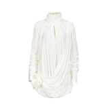 Plataz Temperament High-End Small Dress 2025 New Solid Color High-Necked Long-Sleeved Three-Dimensional Flowers Splicing Dress Dress Women's Summer