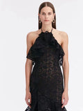 Plataz Model 2025 Summer New Sexy Tight Dress Body Body To Collect Waist Hollow Long Dress Woman