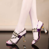 Plataz The Summer Of 2025, The New Water Drill Sandals Women's Sandal Slippers Fashion Elegant Coarse-Smolded Leather High Heels Wear High Quality Shoes