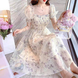 Plataz Tea Break French Ink Painting To Collect Thin Temperament Lady White Chiffon Dress Women's Clothing Mall The Same DJPT